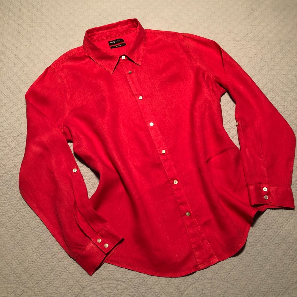 Jones New York button down linen shirt